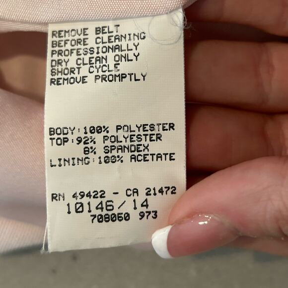 Vintage 50s Scott McClintock belted blush pink maxi dress gown elegant size 6 - Picture 11 of 13